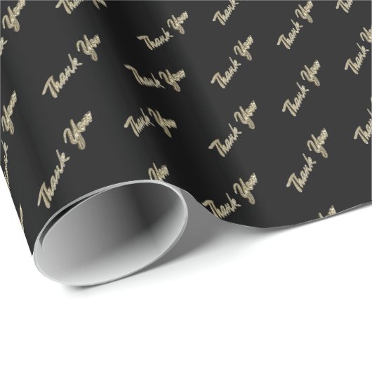 Hartelijk dank, mevrouw Elegant Black Gold Typogra Cadeaupapier (Rol Hoek)