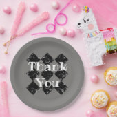 Hartelijk dank, mevrouw Elegant Black White Diamon Papieren Bordje (Feest)