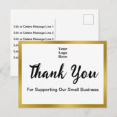 Hartelijk dank, mevrouw Elegant Black White Gold B Briefkaart (Voorkant / Achterkant)