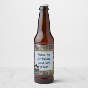 Hartelijk dank, mevrouw Elegant Blue Gold Pet Sitt Bier Etiket