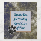 Hartelijk dank, mevrouw Elegant Blue Gold Pet Sitt Wijn Etiket (Enkel label)