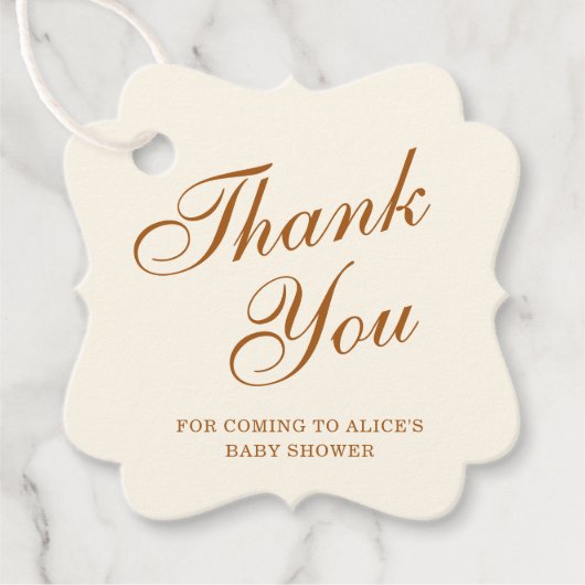 Hartelijk dank, mevrouw Elegant Ivory Copper Baby  Bedankjes Labels (Voorkant)