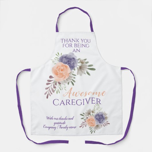 Hartelijk dank, mevrouw Floral Flower Paars Schort (Voorkant)