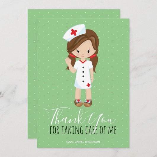 Hartelijk dank, mevrouw Green Script Brown Hair Nu Bedankkaart (Voorkant / Achterkant)