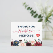 Hartelijk dank, mevrouw Heroes Burgundy Floral Briefkaart (Staand voorkant)