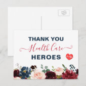 Hartelijk dank, mevrouw Heroes Burgundy Floral Briefkaart (Voorkant / Achterkant)
