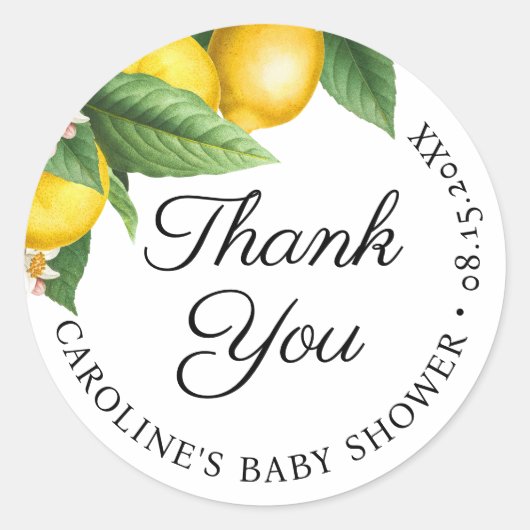 Hartelijk dank, mevrouw Lemon Citrus Summer Baby s Ronde Sticker (Voorkant)