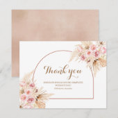 Hartelijk dank, mevrouw Pink Floral Boho Pampas Gr Bedankkaart (Voorkant / Achterkant)