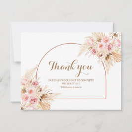 Hartelijk dank, mevrouw Pink Floral Boho Pampas Gr Bedankkaart