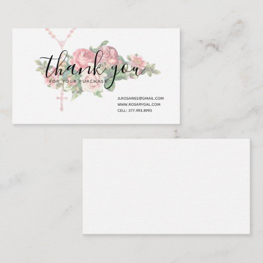 Hartelijk dank, mevrouw Rosary Religious Rozen Vis Informatiekaartje (Voorkant / Achterkant)