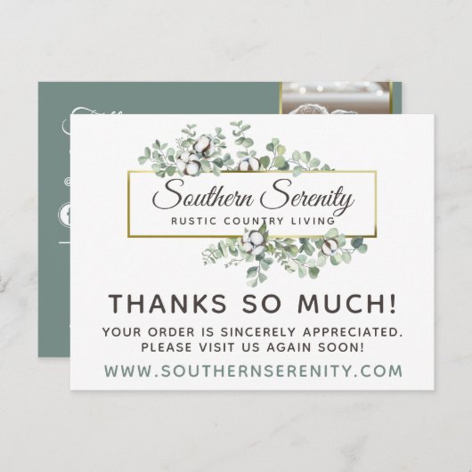 Hartelijk dank, mevrouw Rustic Southern Cotton 4-F Briefkaart (Voorkant / Achterkant)