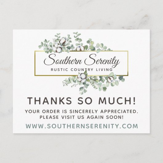 Hartelijk dank, mevrouw Rustic Southern Cotton 4-F Briefkaart (Voorkant)