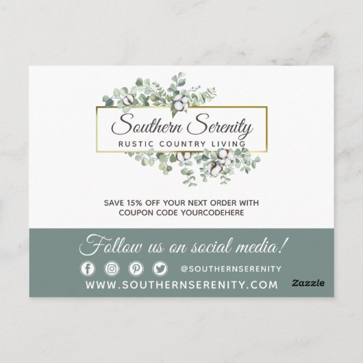 Hartelijk dank, mevrouw Rustic Southern Waterverf  Briefkaart (Achterkant)