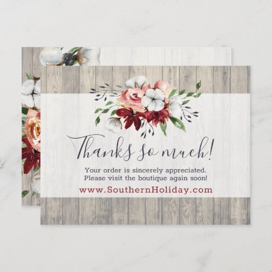 Hartelijk dank, mevrouw Rustic Wood en katoen Zuid Briefkaart (Voorkant / Achterkant)