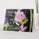 Hartelijk dank, mijnheer de dokter-Roze Rose Bouqu Bedankkaart (Voorkant)