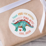 Hartelijk dank, mijnheer de Waterverf-Dinosaur. Ronde Sticker<br><div class="desc">schattige waterverf,  dinosaurus,  dank je sticker. Ideaal voor verjaardagen,  baby showers en meer. !</div>