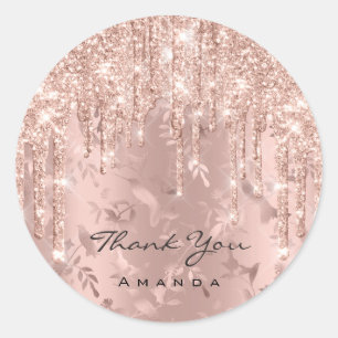 Hartelijk dank, mijnheer Floral Roos Glitter Round Ronde Sticker