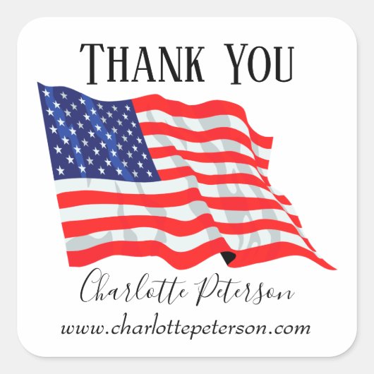 Hartelijk dank, mijnheer Patriotic  American Flag  Vierkante Sticker (Voorkant)