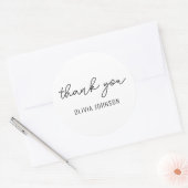 Hartelijk dank, modern handschrift zwart wit ronde sticker (Envelop)