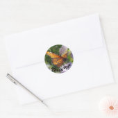 Hartelijk dank, Monarch Butterfly Foto Tegel Flora Ronde Sticker (Envelop)