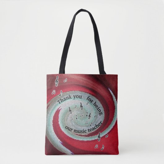 Hartelijk dank, muzieknoleraar Rode Swirls Musical Tote Bag (Voorkant)