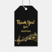 Hartelijk dank muzieknoten zwarte goudnaam cadeaulabel (Voorkant)