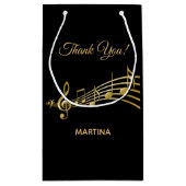 Hartelijk dank muzieknoten zwarte goudnaam klein cadeauzakje (Achterkant)