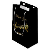 Hartelijk dank muzieknoten zwarte goudnaam klein cadeauzakje (Voorkant Gekanteld)