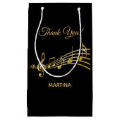 Hartelijk dank muzieknoten zwarte goudnaam klein cadeauzakje (Voorkant)