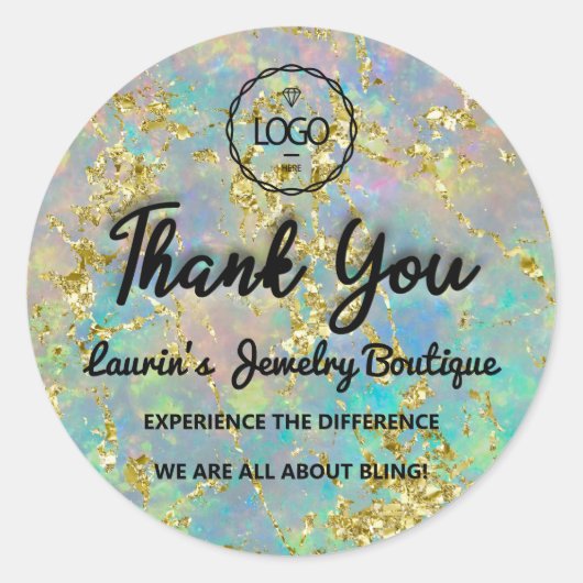 Hartelijk dank. Naam aangepaste Logo Gold Green Ronde Sticker (Voorkant)