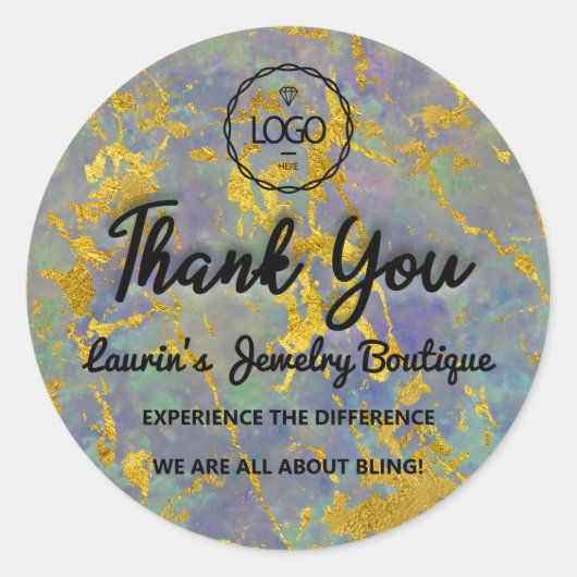 Hartelijk dank. Naam aangepaste Logo Gold Green Ronde Sticker (Voorkant)