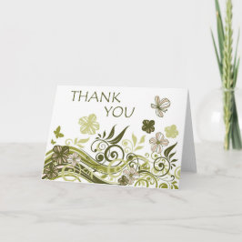 Hartelijk dank (Olijfgroen Floral) Bedankkaart