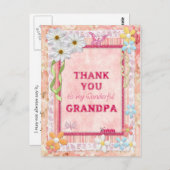 Hartelijk dank, opa, bloemen + vlinderkaartje briefkaart (Voorkant / Achterkant)