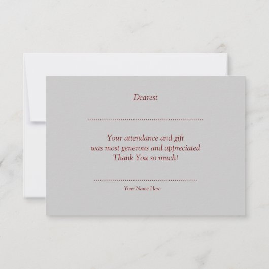 Hartelijk dank, opmerking van Elegant Red & Grey Kaart (Achterkant)