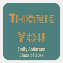 Hartelijk dank, Oranje blauw en grijs Afstuderen Vierkante Sticker