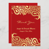 Hartelijk dank, Paisleys Elegant Indian Flat Card Bedankkaart (Voorkant / Achterkant)