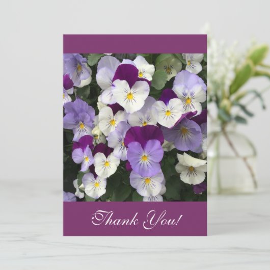 Hartelijk dank - pansies bedankkaart (Staand voorkant)