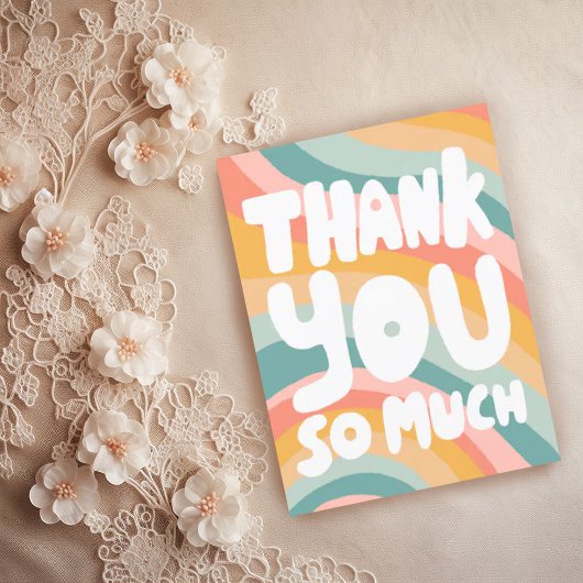 HARTELIJK DANK Pastel Regenboog Strepen Aangepast  Briefkaart