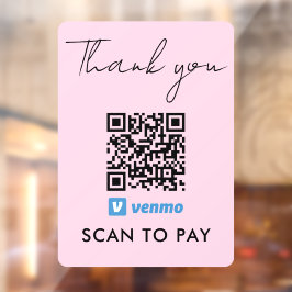 Hartelijk dank. QR-code betaling via Venmo Scannen Raamsticker