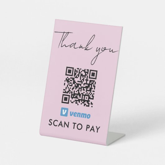 Hartelijk dank. QR-code betaling via Venmo Scannen Reclamebord Met Voetstuk (Voorkant)