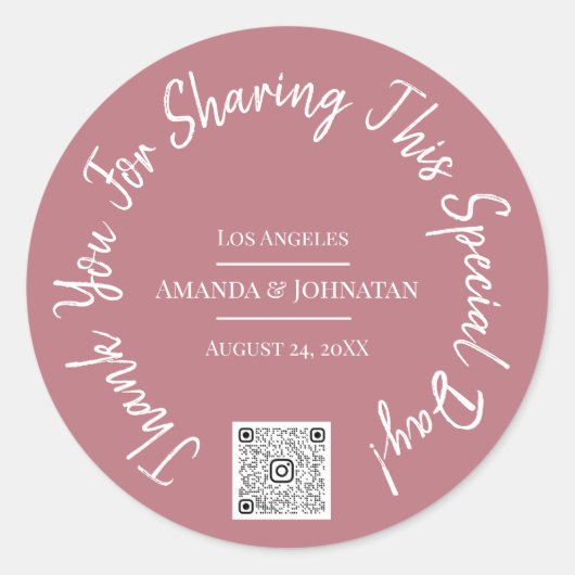 Hartelijk dank QR Code Logo Klassiek Ronde Sticker (Voorkant)