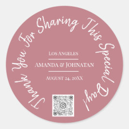 Hartelijk dank QR Code Logo Klassiek Ronde Sticker