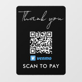 Hartelijk dank: QR-code voor betaling via Venmo Sc Raamsticker (Vel)