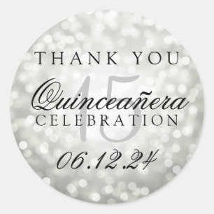 Hartelijk dank, Quinceanera Birthday Silver Bokeh Ronde Sticker