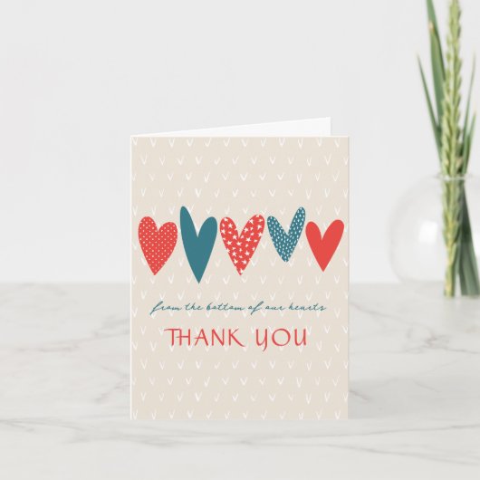 Hartelijk dank Red Blauwgroen Bedankkaart (Voorkant)