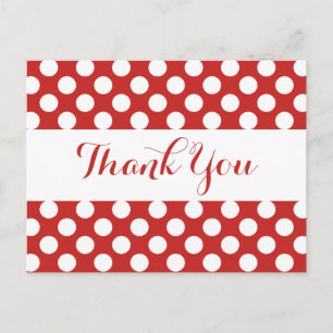 Hartelijk dank, Red Burgundy en White Polka Dots Briefkaart