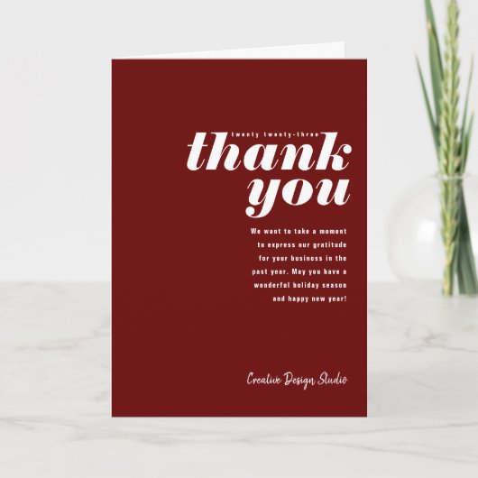 Hartelijk dank: Red Folded Business Holiday Kaart (Voorkant)