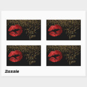 Hartelijk dank - Red Lips met Gold Confetti Rechthoekige Sticker (Vel)
