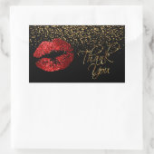 Hartelijk dank - Red Lips met Gold Confetti Rechthoekige Sticker (Tas)