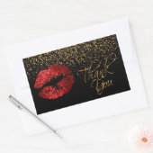 Hartelijk dank - Red Lips met Gold Confetti Rechthoekige Sticker (Envelop)